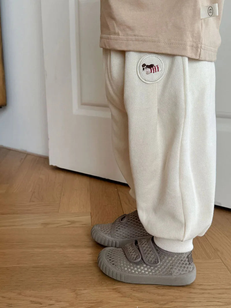 New Autumn Boys Girls Dog Baseball Uniform Cartoon Embroidered Pattern Kids Coat Fashion Children Clothes Pants 9M-5T Unisex