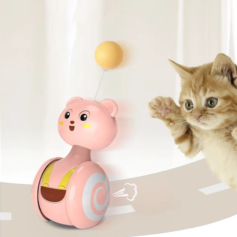 Cat Interactive Feather Toys Pet Bumbler Funny Toy Interactive Cats Toys Cat Rolling Teaser Feather Wand Toys Rotating Ball