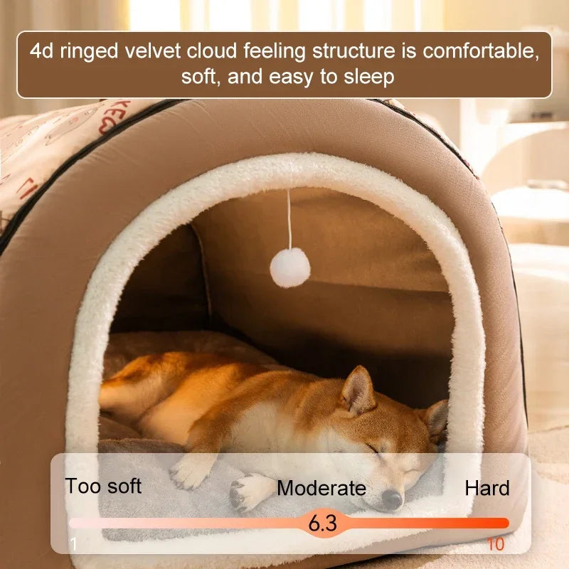 Winter Dog Kennel Warm Dog House Mat Detachable Washable Dogs Bed Nest Deep Sleep Tent for Medium Large Dogs House dog Supplies