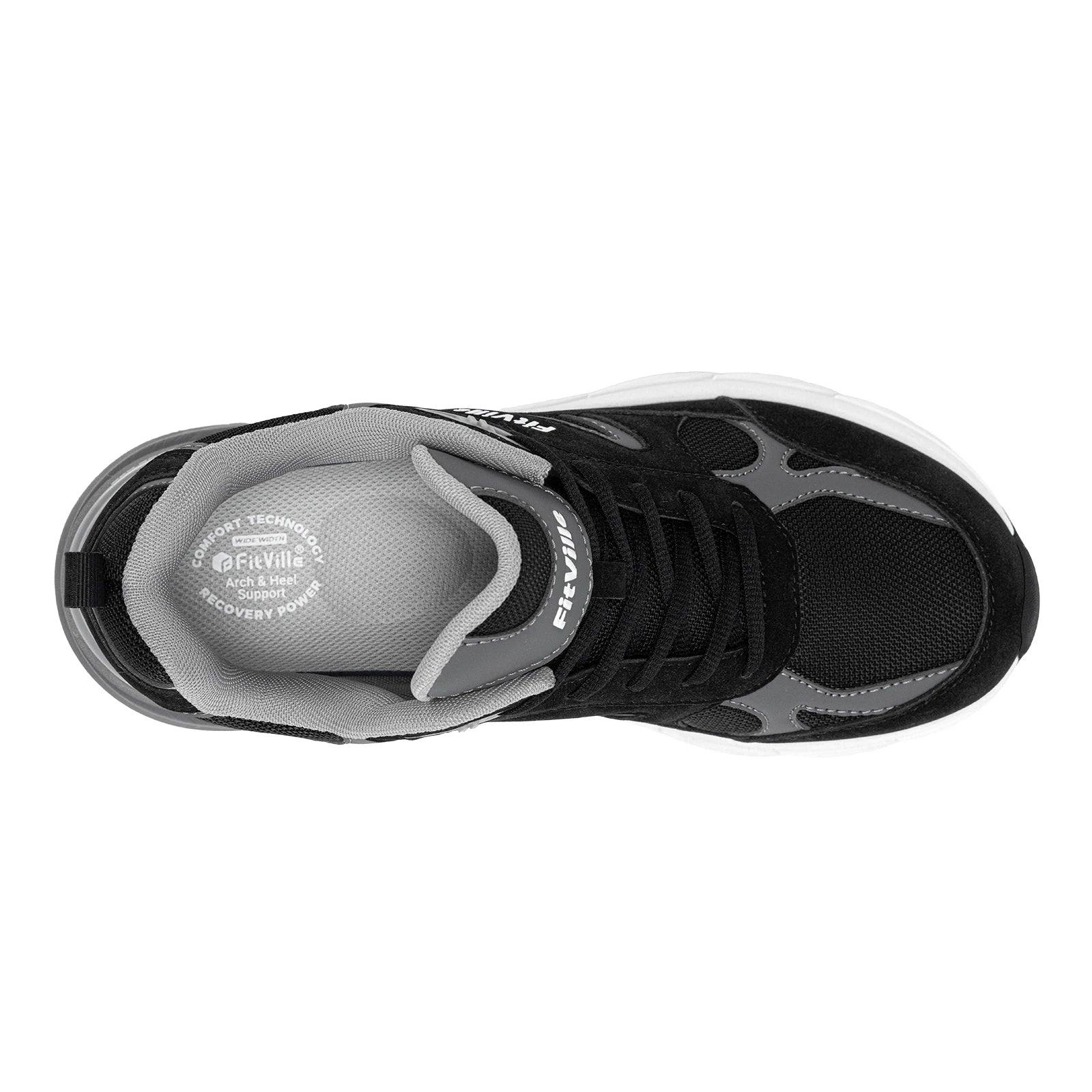 Men's Walking Shoe Wide Width Sneakers with Arch Support For Flat Feet Heel Pain Relief in Plantar Fasciitis