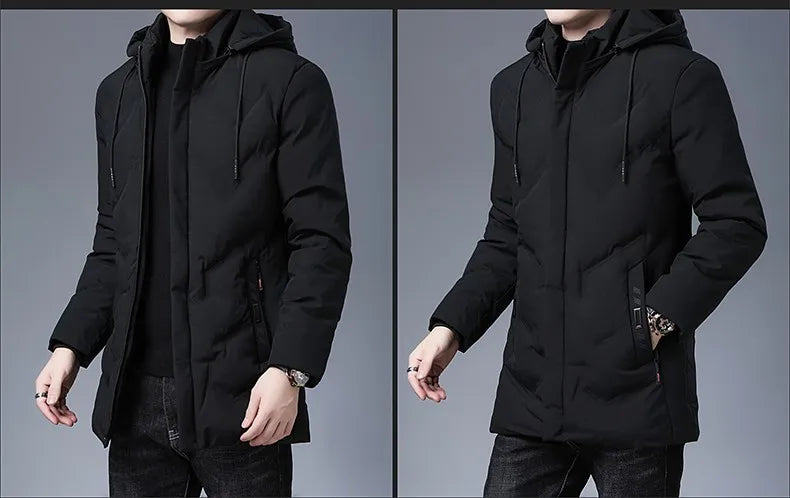 Men's Top Grade Designer Brand Parka Jacket, Thick Casual Fashion Windbreaker, Hooded Quilted Bubble Male Long Coats