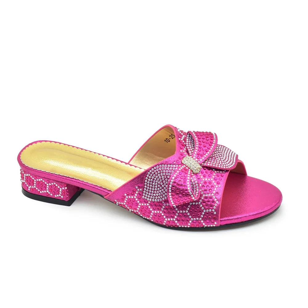 Women's Plus Size Luxury Glitter Studs Bow-tie Round Toe Classical Design Pumps With Low Heels and Rhinestone-Decorated for Ladies' Party Pumps