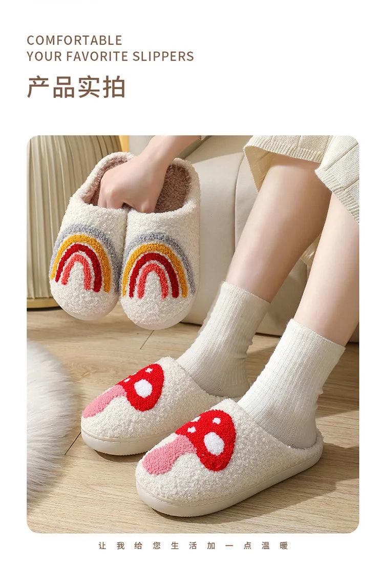 Unisex Christmas Winter Warm Cute Fluffy Slippers Suitable for Couple Bedroom Use and As Gift Cotton Shoes With Soft Sole Flat Shoes