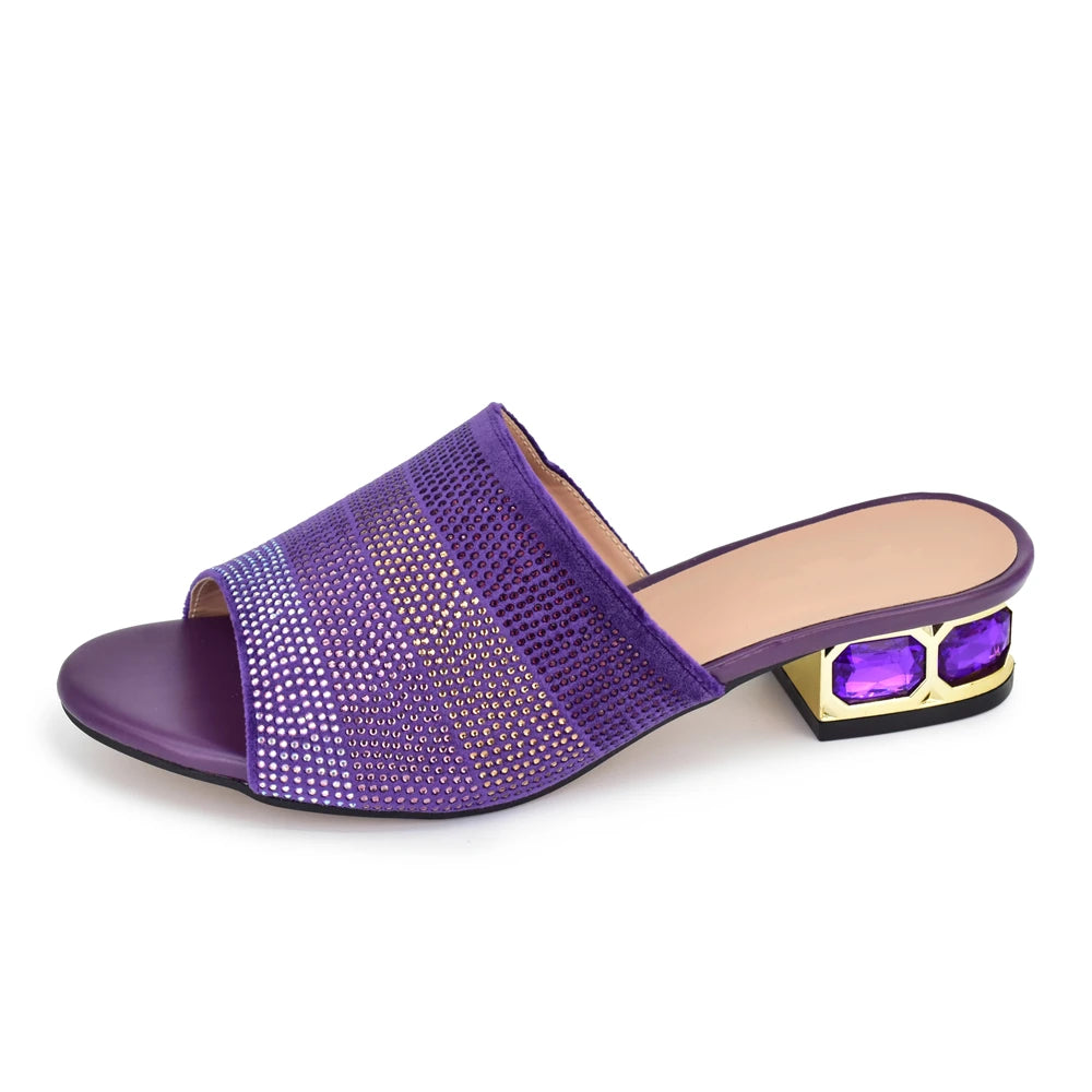 Designer Wedding Shoes for Bride Party Shoes and Slippers Decorated with Rhinestone Nigerian Women Party Pumps