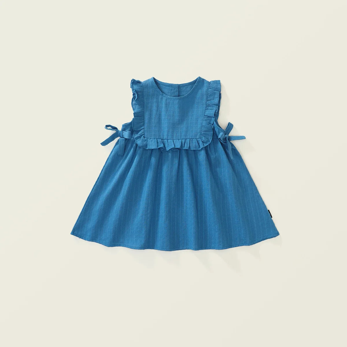 New Summer Kids Sundress Korean Style Ruffled Blue Vest Style Dress for Girls Children Sleeveless Dress 4-6Y Girls