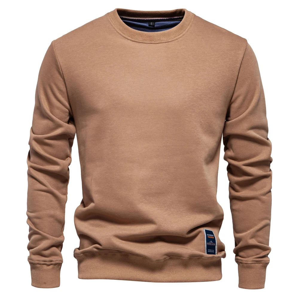 Men's Cotton-Blend Crew Neck Solid Colour Sweatshirts Pullover Casual Sport Sweatshirt for Men