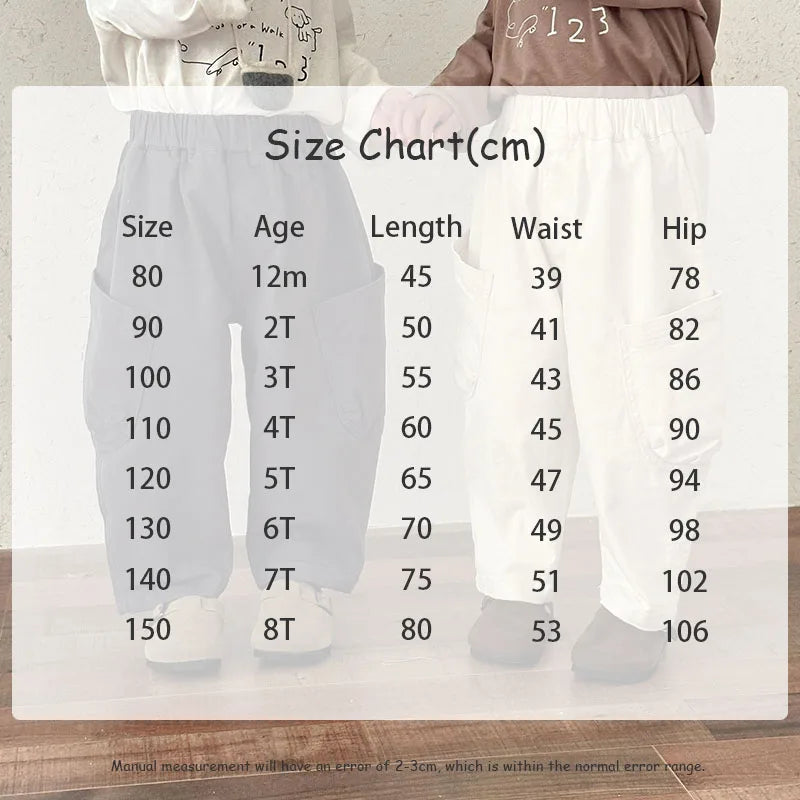 Spring Baby Children's Pants Loose Solid Colour Boys Pants Casual Girls Trousers Kid's Outdoor Pants 1-8Y Unisex