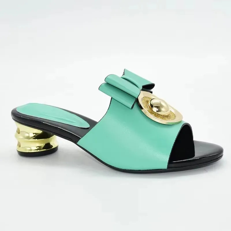 African Women Party High Heels Sexy Ladies Open Toe Slip-On Shoes Decorated with Rhinestone Plus Size for Ladies