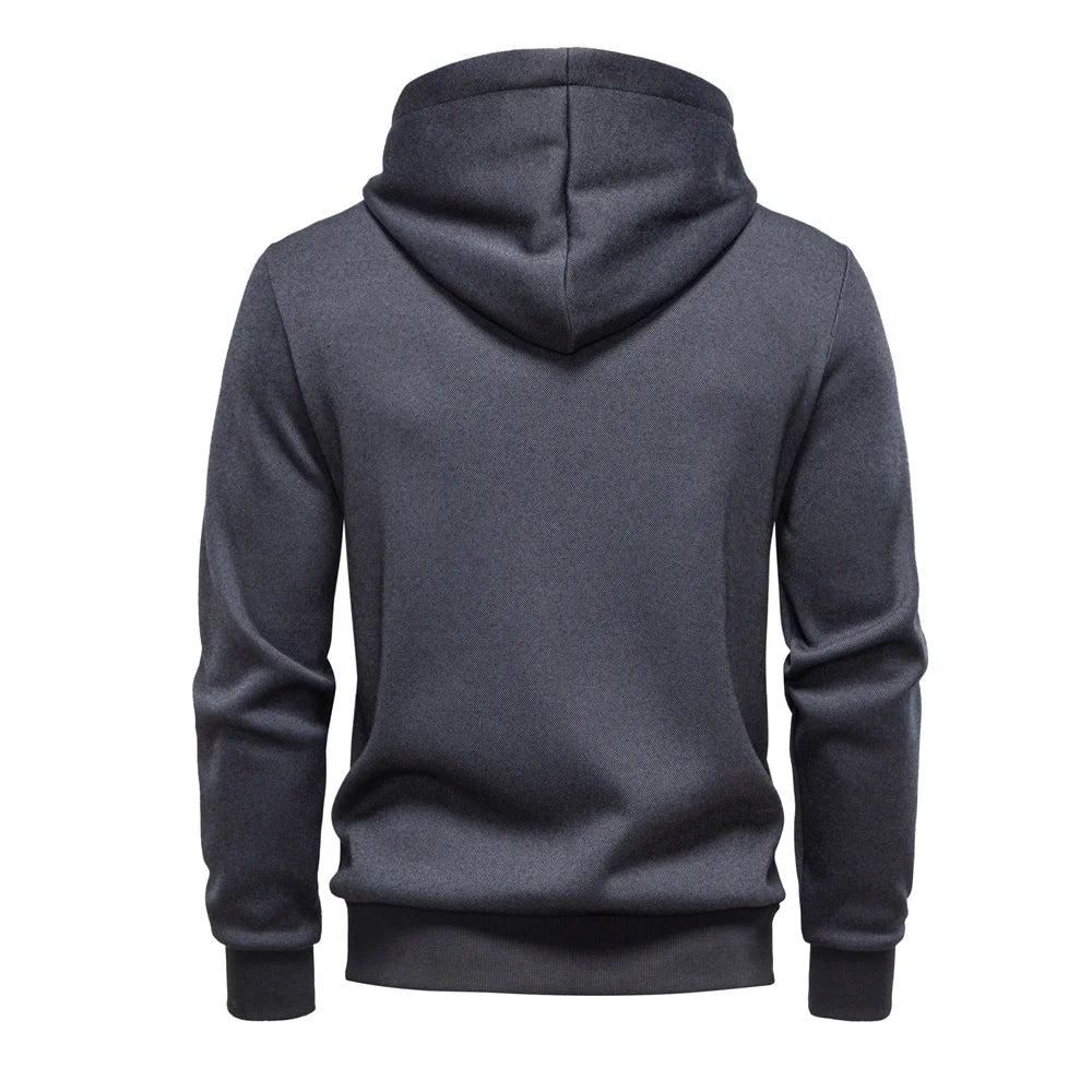 Men's Hoodie Solid Colour Winter Warm Retro Streetwear Minimalist Design Sportswear Zipper Hooded Sweatshirts