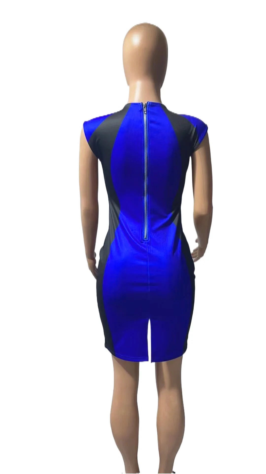 Elegant Women Party Club Dresses Summer Fashion Colorblock Round Neck Bodycon Dress Sleeveless Casual Mini Black Dress