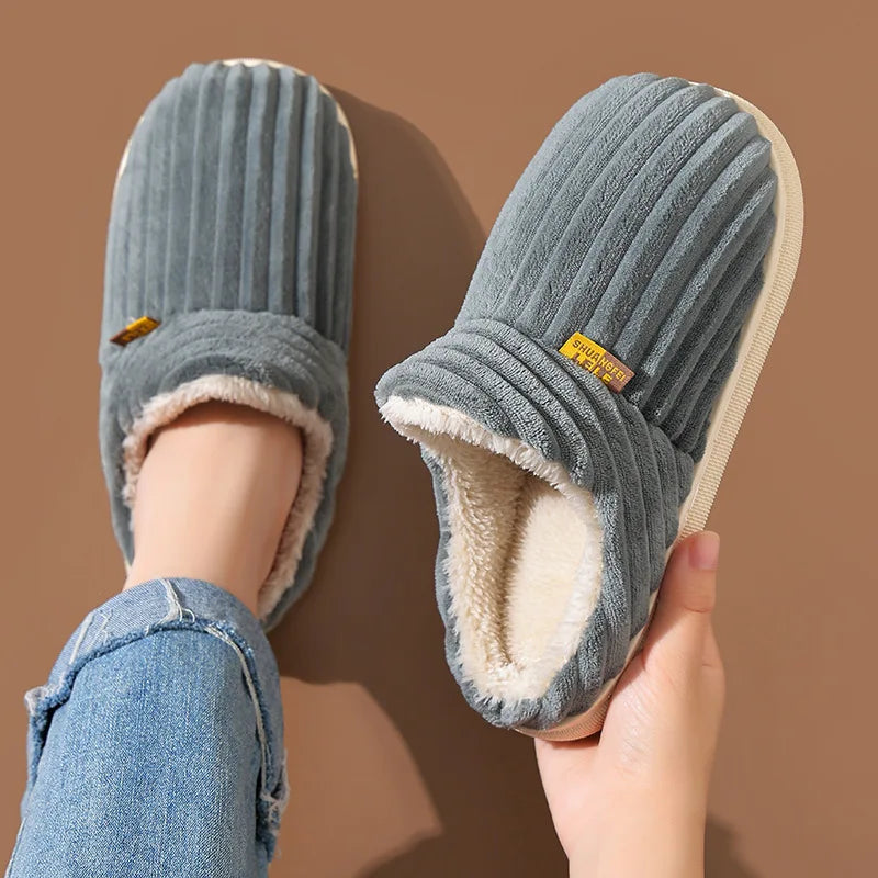 Unisex Warm Plush Fur Winter Slippers Indoor and Outdoor Fluffy Warm Fuzzy House Shoes With Fuzzy Soft Furry For Men & Women