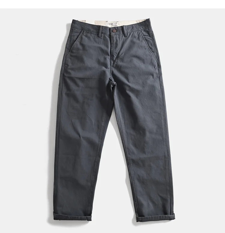 2025 Lente en herfst Nieuwe Amerikaanse retro geweven twill chino cargobroek Heren eenvoudige 100% katoenen gewassen casual rechte broek