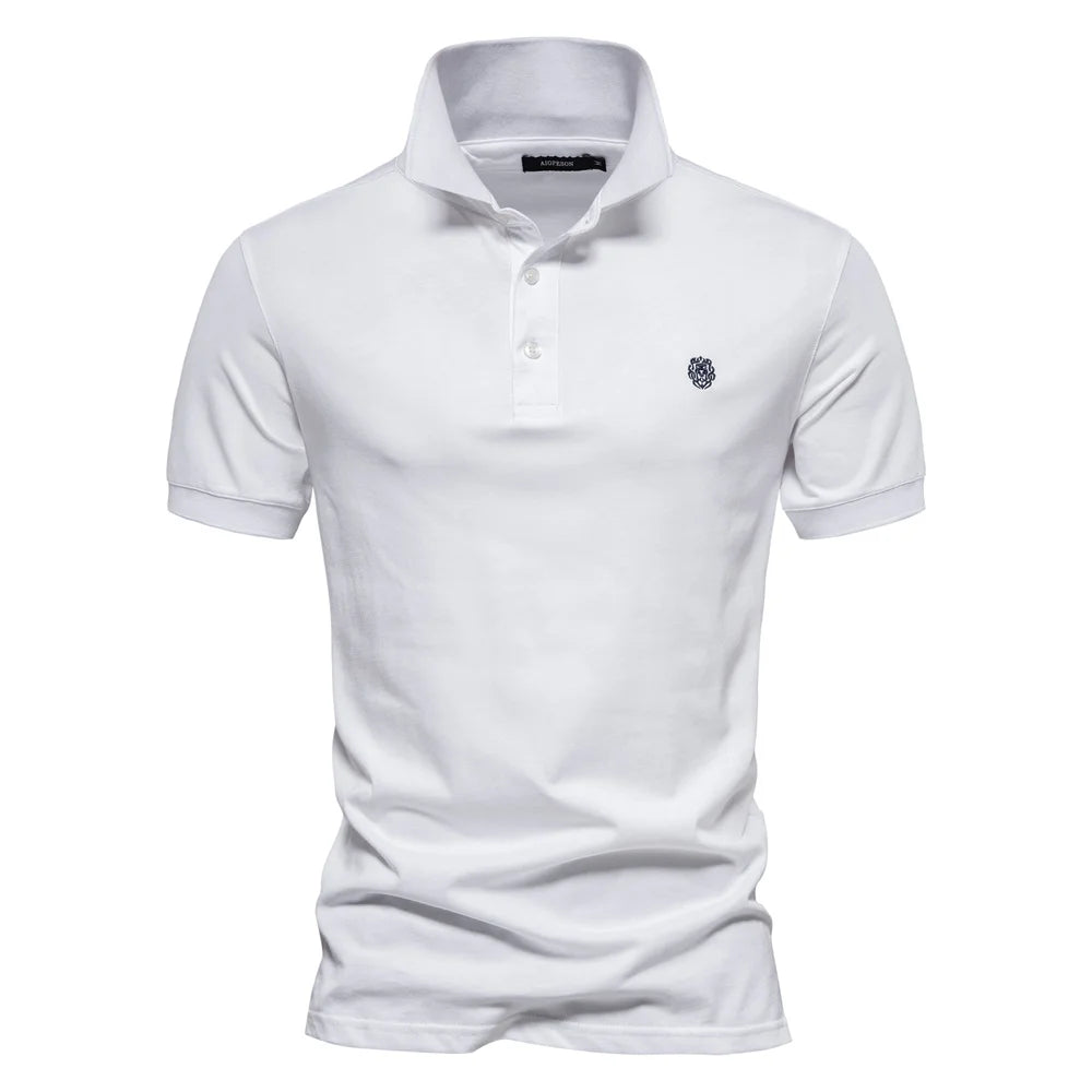 100% Cotton Embroidery Men's Polo Shirts Solid Colour Short Sleeve Polo Shirts Summer Social Polos For Men