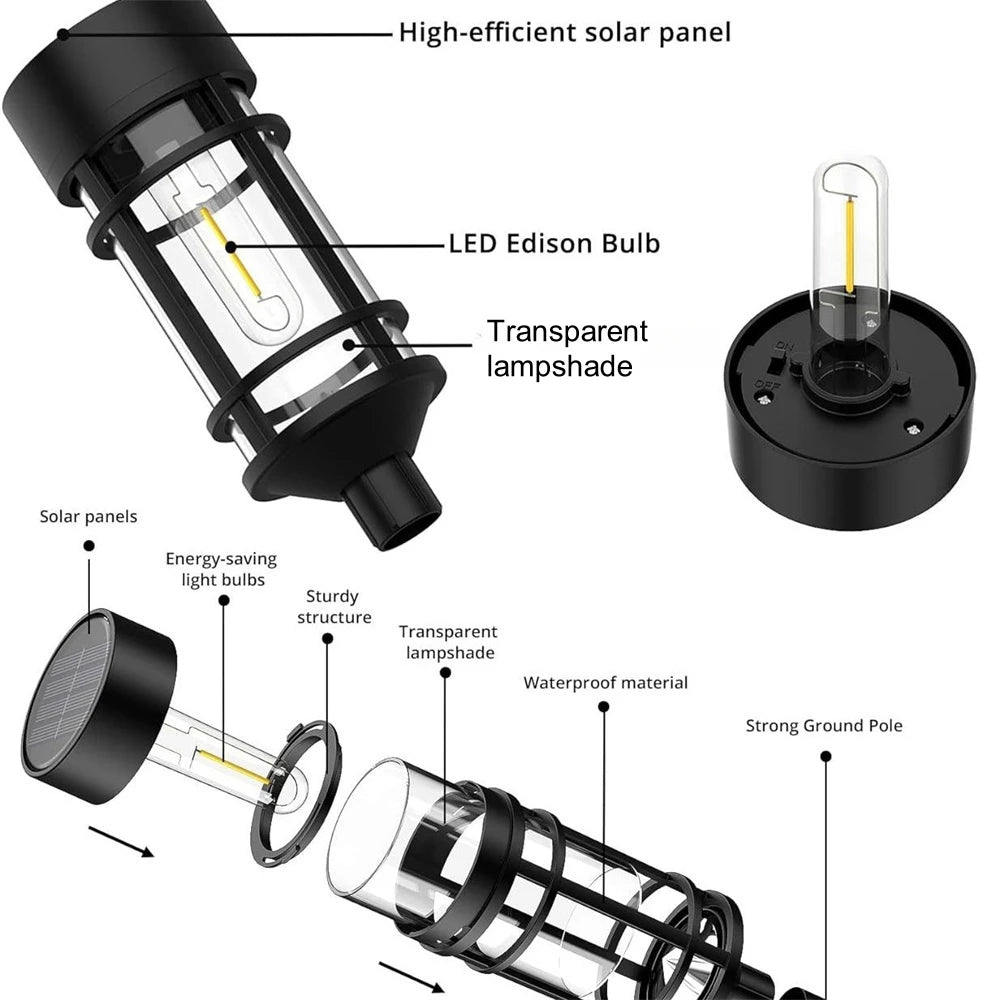 2 stuks waterdichte, op zonne-energie werkende padverlichting voor oprit, tuin, gazon, patio en decoratie.