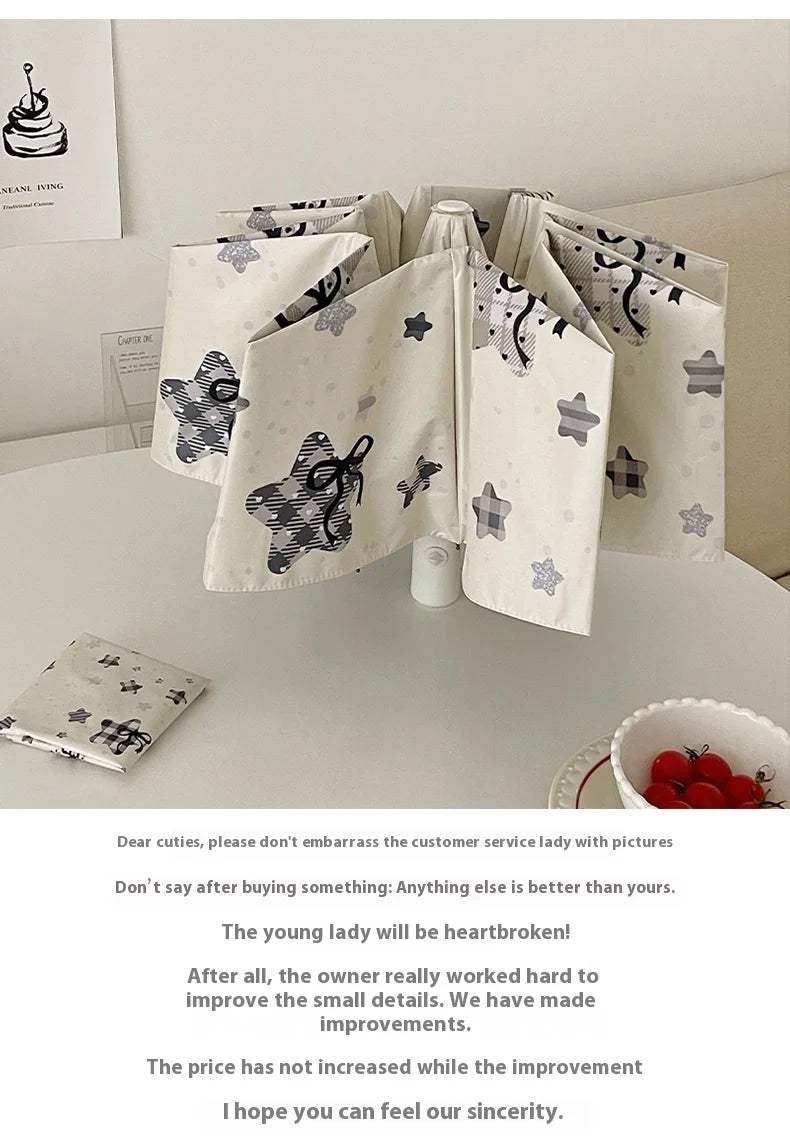 Automatic Fold Umbrella | All-Weather UV Sunshade | Ins Style Black Glue Design