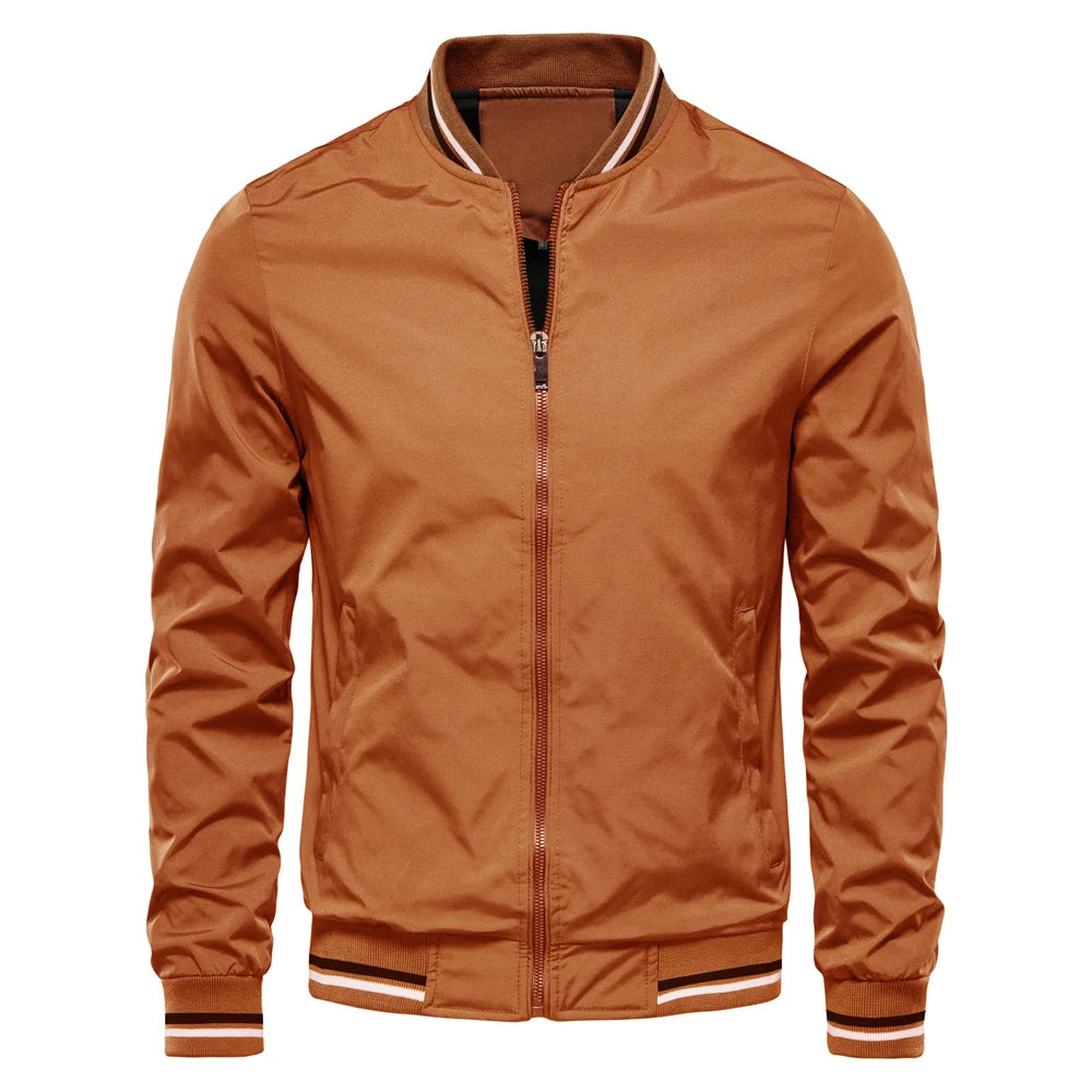 Solid Colour Bomber Jacket Men's Casual Slim Fit Baseball Jackets Autumn Fashion High Quality Jackets for Men