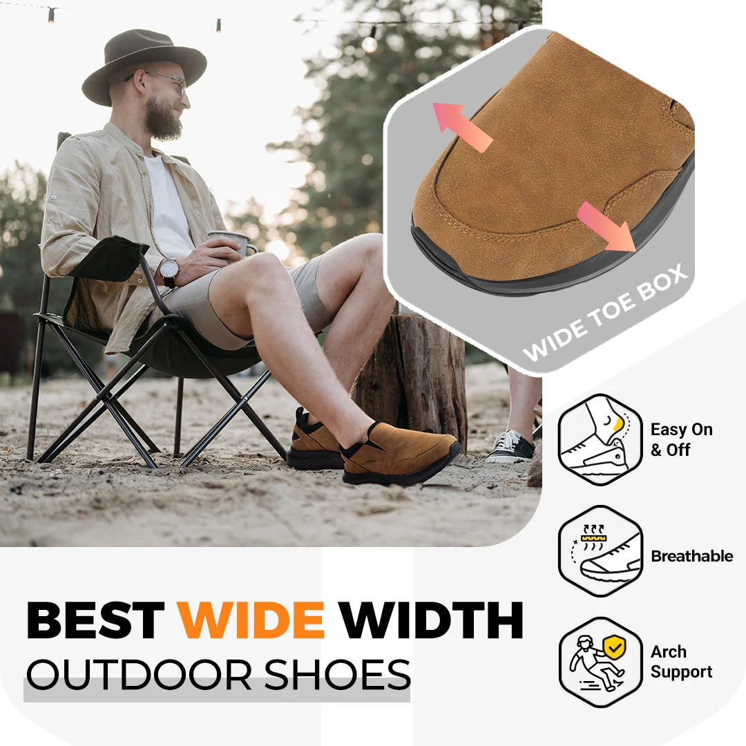 Men's Shoes Wide Hiking Comfortable Slip on Loafers Go Walking and Trekking Trails  Sneakers With Arch Support