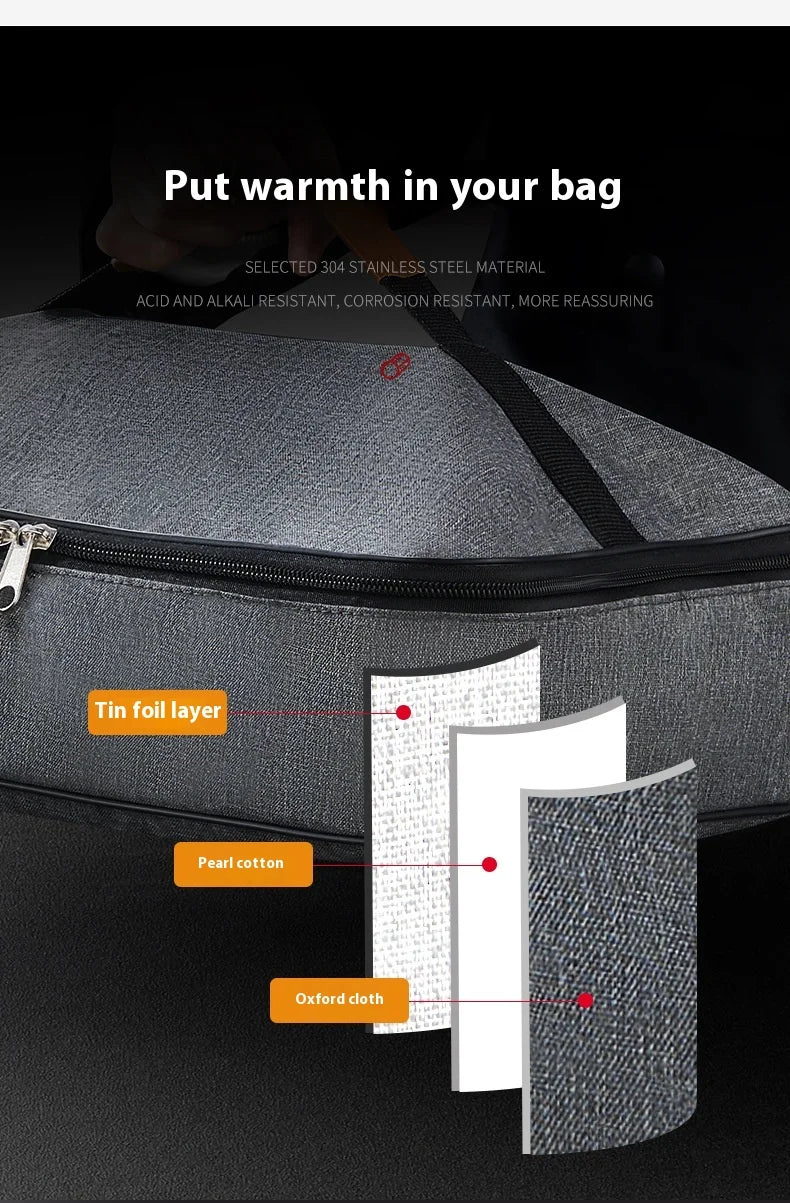 316 Stainless Steel FoodGrade Extra-Large Insulated Airtight Lunch Box - Microwave Safe Container for Office Workers & Students