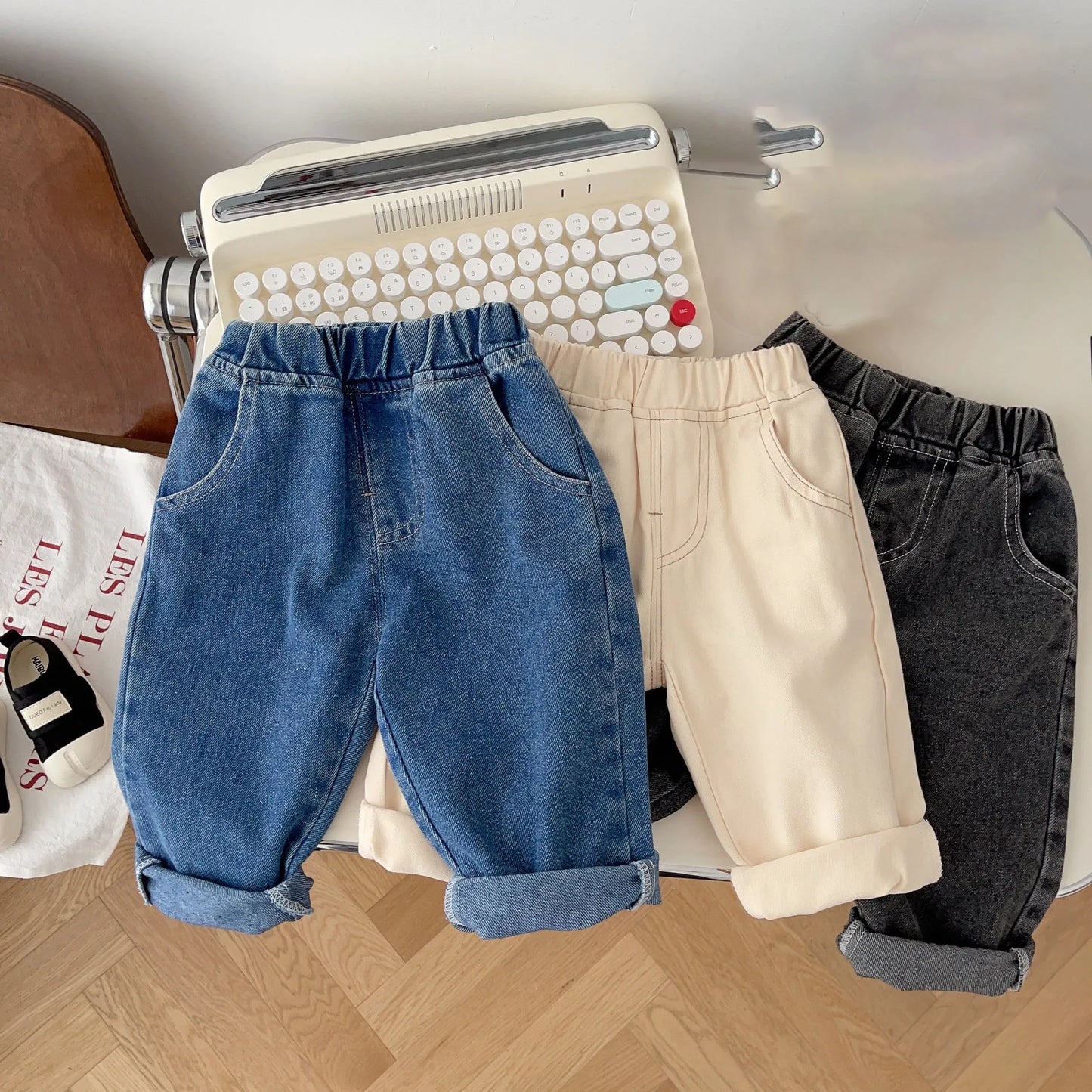 Baby Pants Solid Kids Jeans Casual Boys Denim Pants Soft Girls Fashion Trousers For Children 9M-5T Unisex