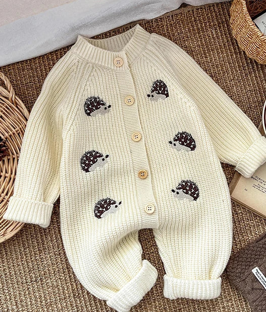 2025 Spring New Children Clothes Animal Embroidery Girls Rompers Single Breast Boys Jumpsuits For Babies 0-1Y Unisex