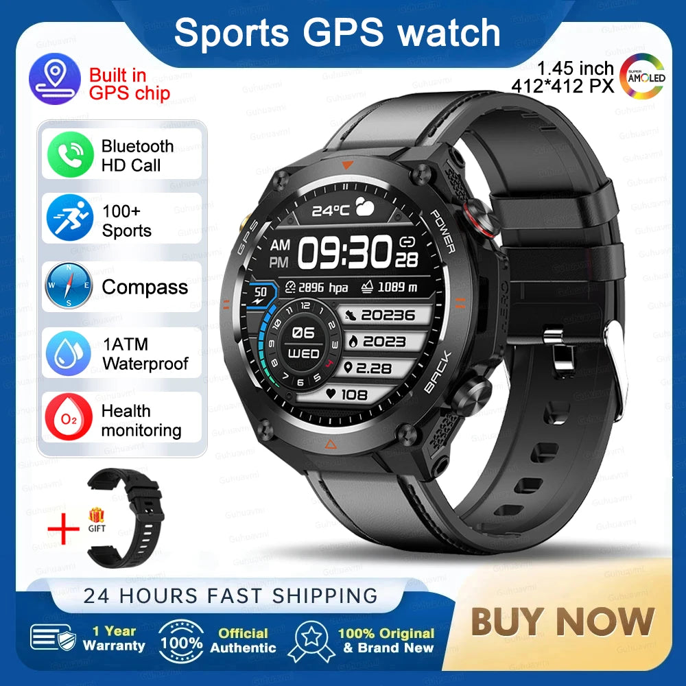 GPS Smart Watch Men Women Call Outdoor Sports Fitness Tracking Waterproof Watch Compass Heartrate Health Monitor Smartwatches
