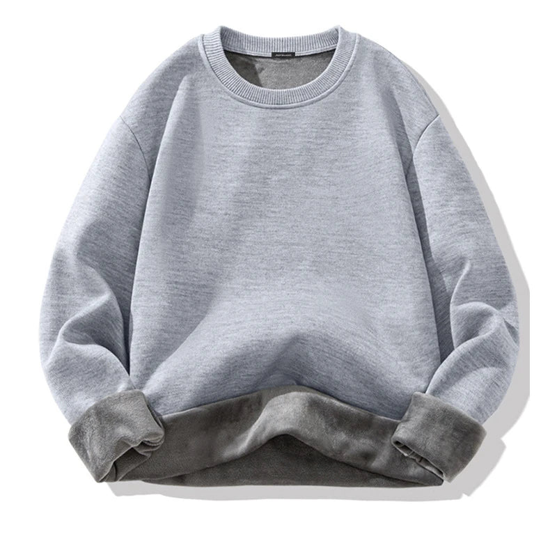 Plüschiger Herren-Strickpullover mit Rollkragen und samtgepolstertem, festem, warmem Pullover, dicker Boden, lässiger Pullover mit O-Ausschnitt