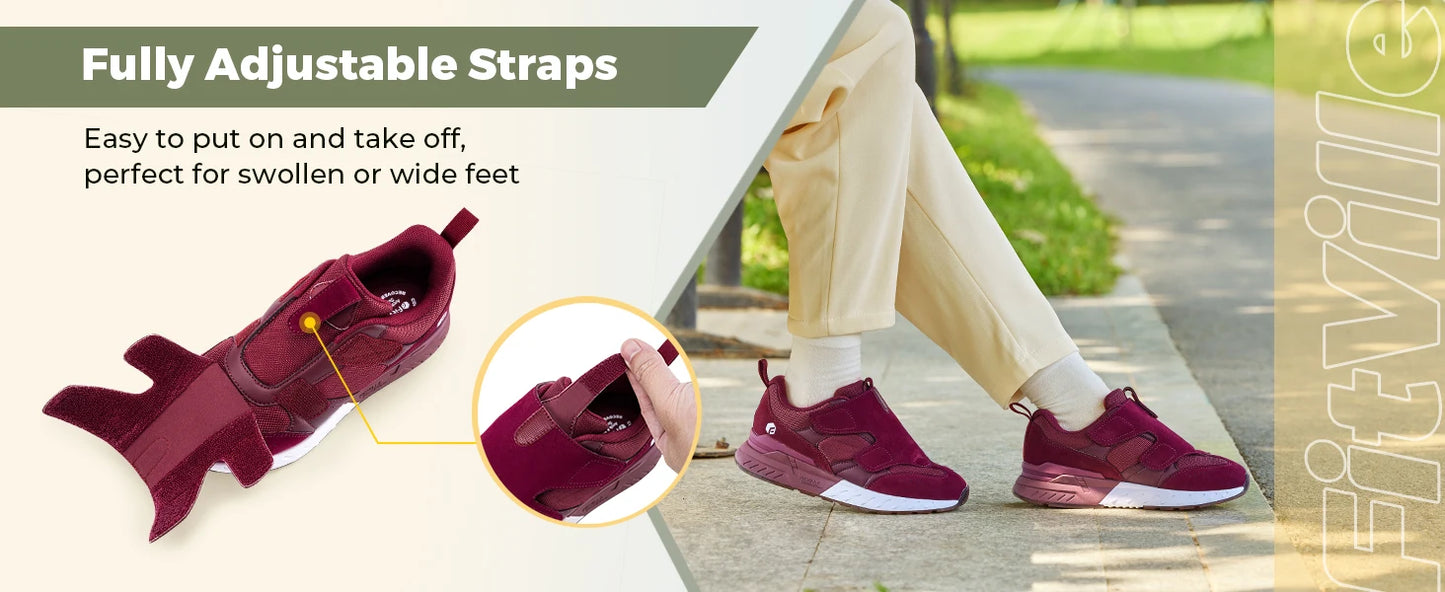 Women's Wide Foot Walking Shoes Sports Shoes Adjustable Easy to Put & Take Off for Wide Feet Lightweight sneakers
