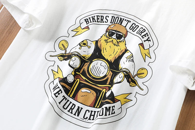 2025 Summer New American Retro 250g Short Sleeve O-neck Printed T-shirt Men's Fashion 100% Cotton Washed Casual Loose Tops