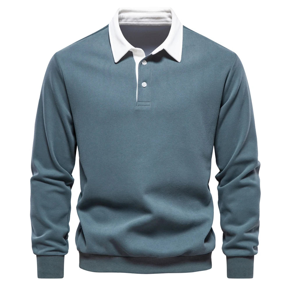 Autumn Fashion Design Polo Neck Sweatshirts For Men Casual and Social Wear Quality Cotton Sweatshirts