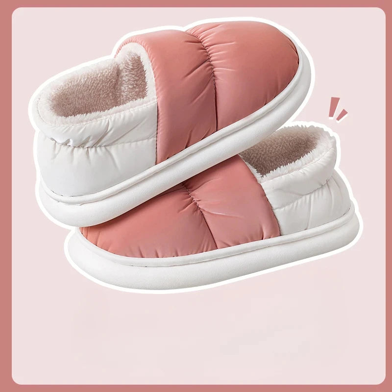 Women's Winter Warm Flat Slippers With Soft Fluffy Cosy Cotton Thick Bottom and Non-Slip Sole Suitable For Home and Outdoor Use Ladies Shoes