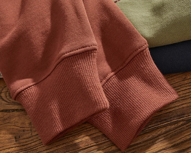 Herfst Nieuwe Amerikaanse Retro 450g Dikke Fluwelen Motorfiets Bedrukte Sweatshirts Heren Eenvoudige Gewassen Jeugd Casual Pullover Sportkleding