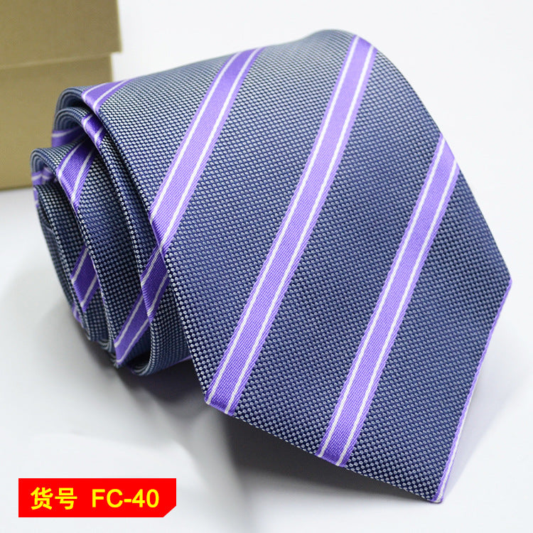 Men's Solid Color Stripe Floral Jacquard Necktie 7-8cm Width Fashionable Daily Wear Cravat for Wedding Party Gift