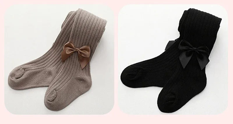 Autumn Kid's Pantyhose Girls Leggings New Born Baby Big Bow Legging Multi Colours Children's Vertical Striped Base Pants Girls