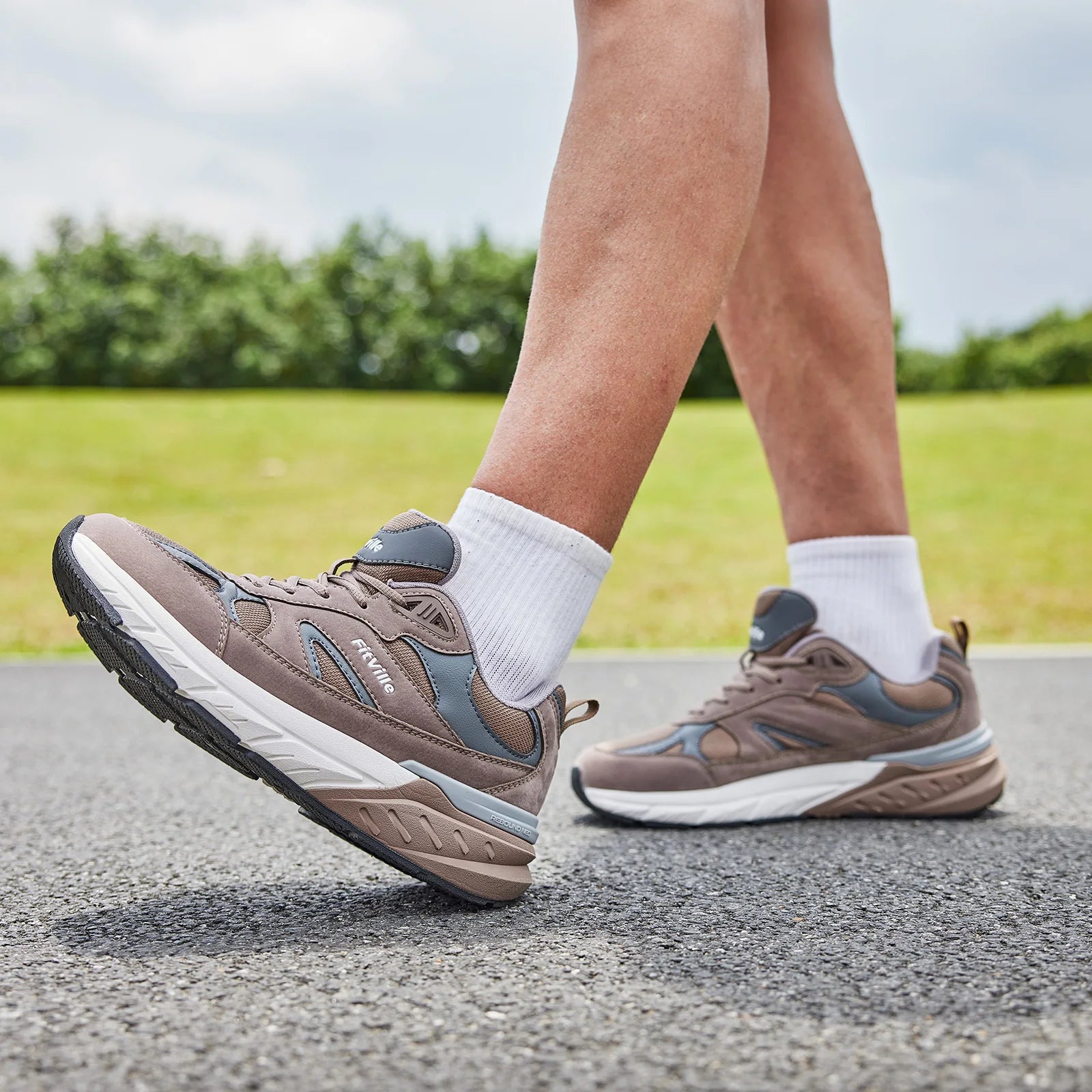 Men's Walking Shoe Wide Width Sneakers with Arch Support For Flat Feet Heel Pain Relief in Plantar Fasciitis