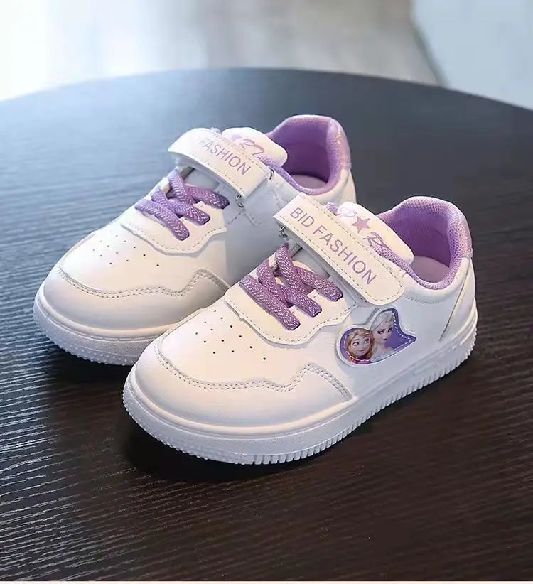 Unisex Children's Casual Shoes White Frozen Princess Elsa Anna Flats Light Running Soft Soles Fashion Brand Shoes