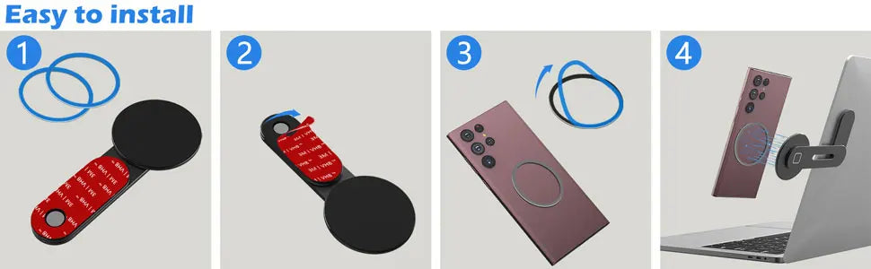 Magnetic Laptop Phone Holder Computer Monitor Side Cell Phone Slim& Foldable For iPhone 14/13/12 Series Case and All Phone