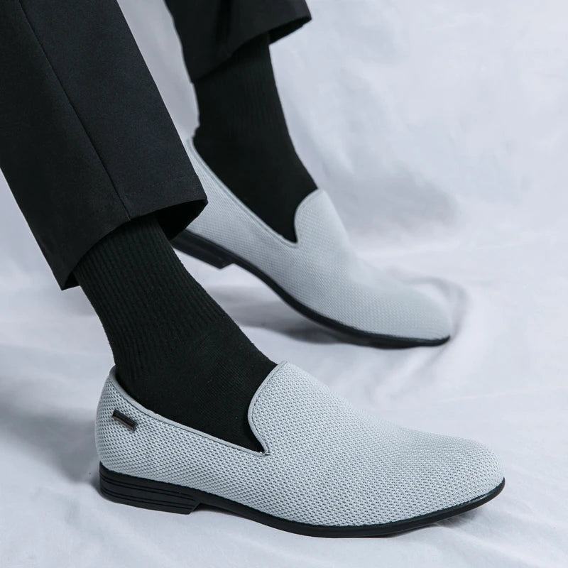 Breathable Mesh Formal Dress Oxfords Shoes for Men Orange Red Male Fashion Casual Loafers England Gentleman Style Shoes