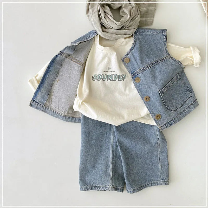 New Autumn Girls Boys Solid Colour Fashion Trousers Kids Pants Children Loose Wide Leg Jeans 1-6Y Unisex