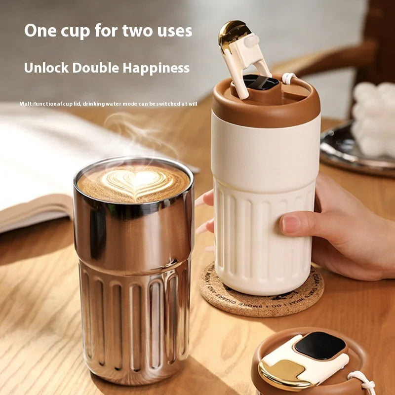 316 SS Smart Vacuum Insulated Thermos Flask - 24/12Hr Hot/Cold Retention, Leakproof, Minimalist Design, Travel Coffee Mug for