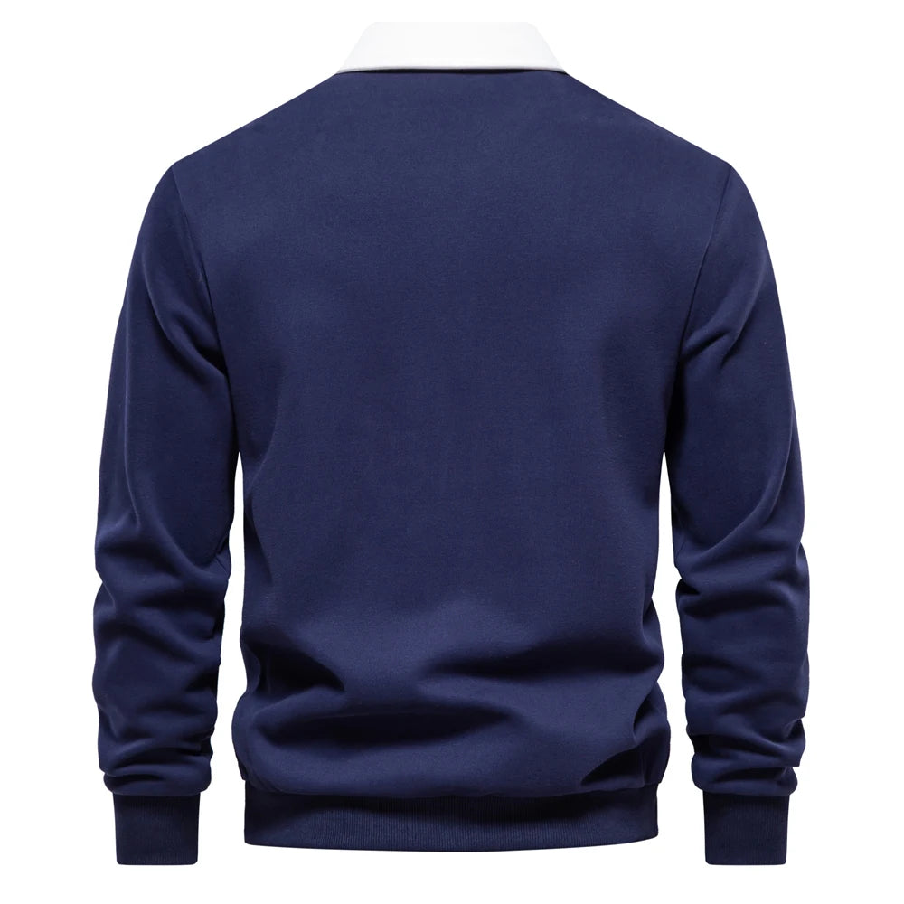 Autumn Fashion Design Polo Neck Sweatshirts For Men Casual and Social Wear Quality Cotton Sweatshirts