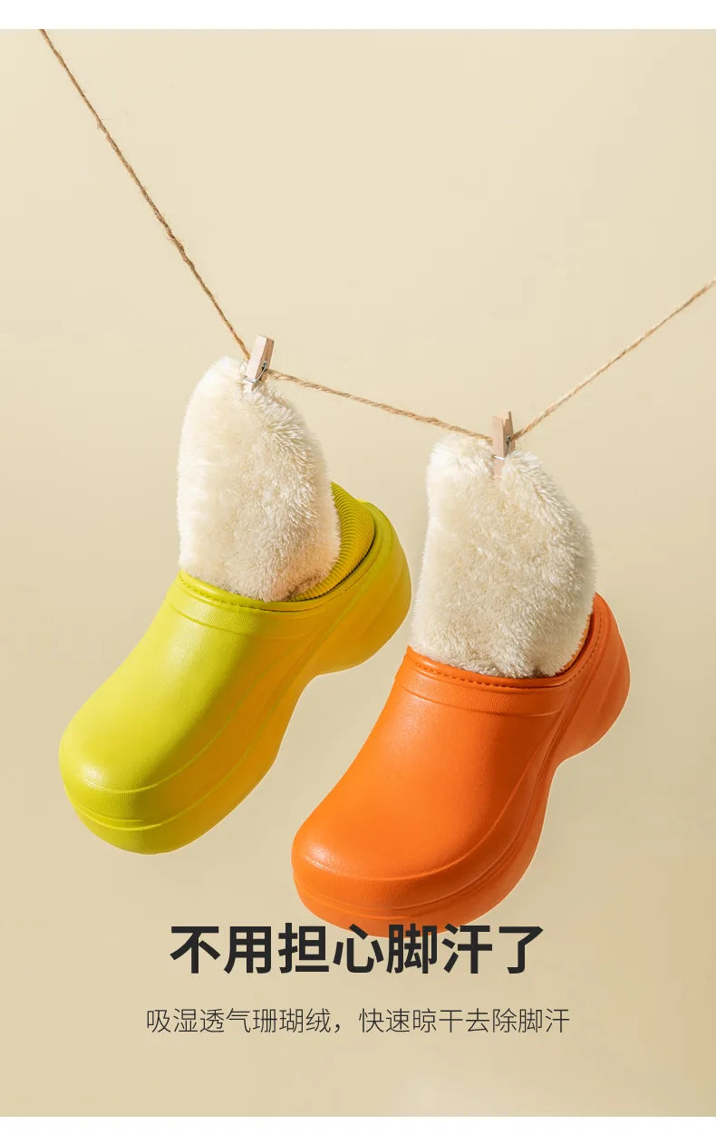 Women's Winter Warm Fashion Furry Slippers Cotton Slides For Outdoor Indoor Couples Use With Non-Slip Thick Sole Plush Fluffy Ladies' Slippers