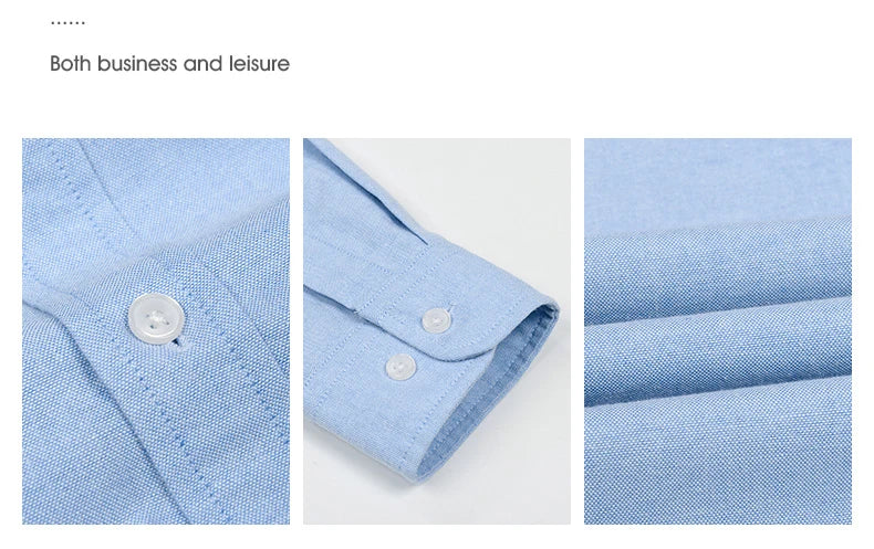 Men's Slim-Fit Oxford Cotton Shirt, Long Sleeves, Casual Breathable Fabric, Exquisite Craftsmanship, Brand with OEM Processing