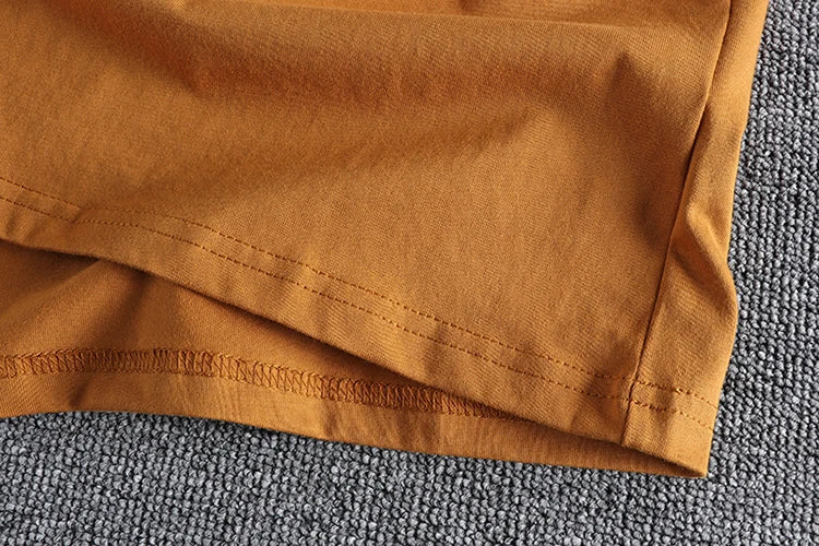 2022 Zomer Nieuw Amerikaans Retro T-shirt met korte mouwen en ronde hals, effen kleur, herenmode, eenvoudig, 100% katoen, gewassen, oude casual tops