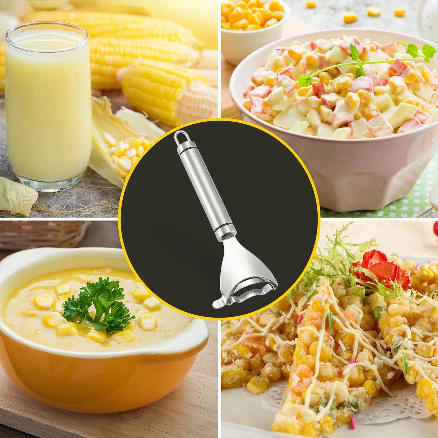 Corn Peeler Stripper For Corn On The Cob Remover Tool,Stainless Steel Kitchen Grips Corn Planer Cob Cutter Kernels