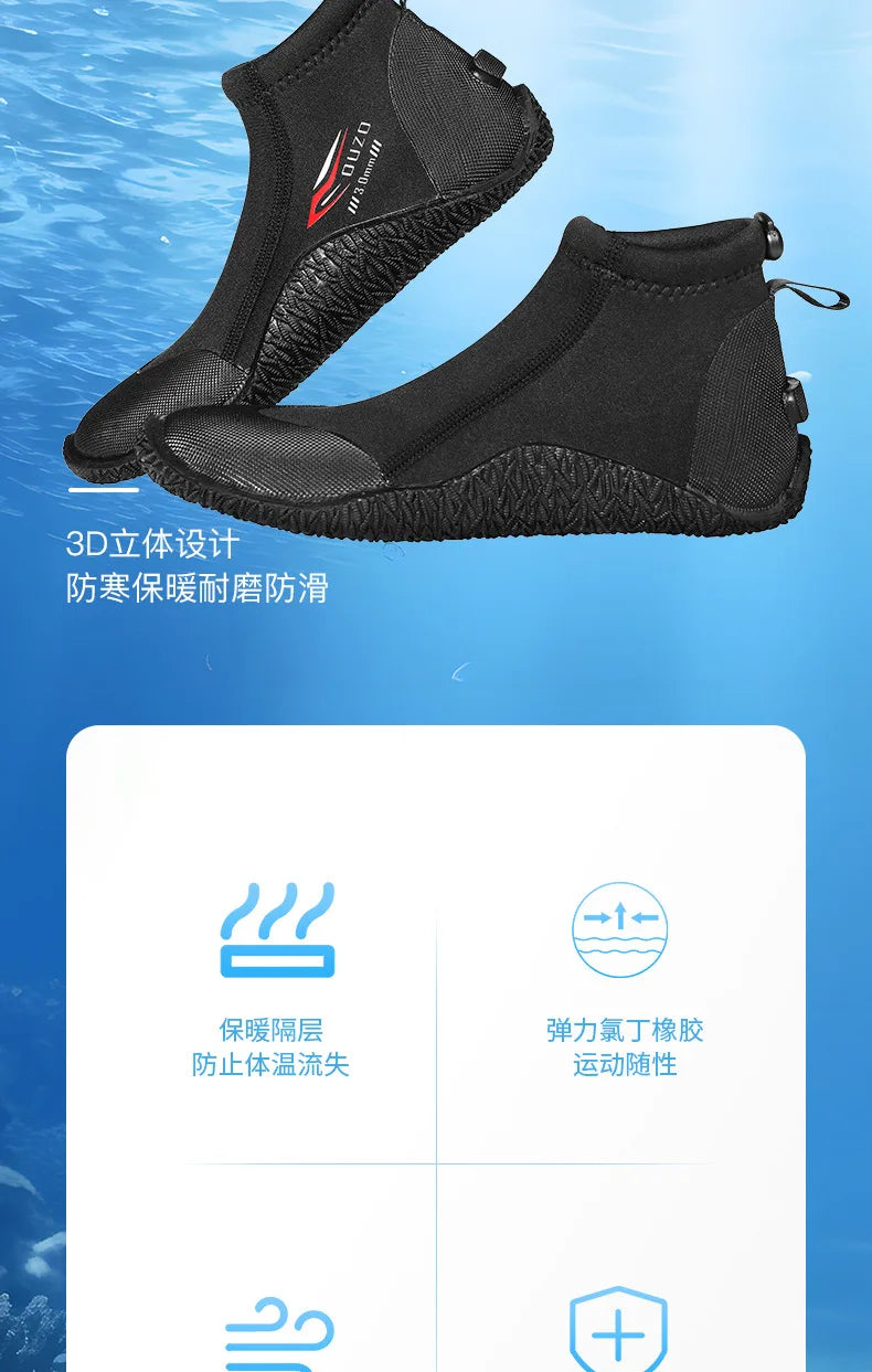 3mm Neoprene Diving Shoes – Anti-Slip Water Boots for Snorkeling, Surfing, Fishing & Beach Sports