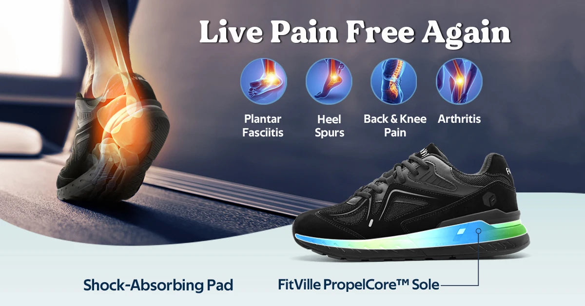 Men's Extra Wide, Lightweight & Non-Slip Running / Walking Shoes - Sneakers For Flat Feet, Arch Fit & Heel Pain Relieve