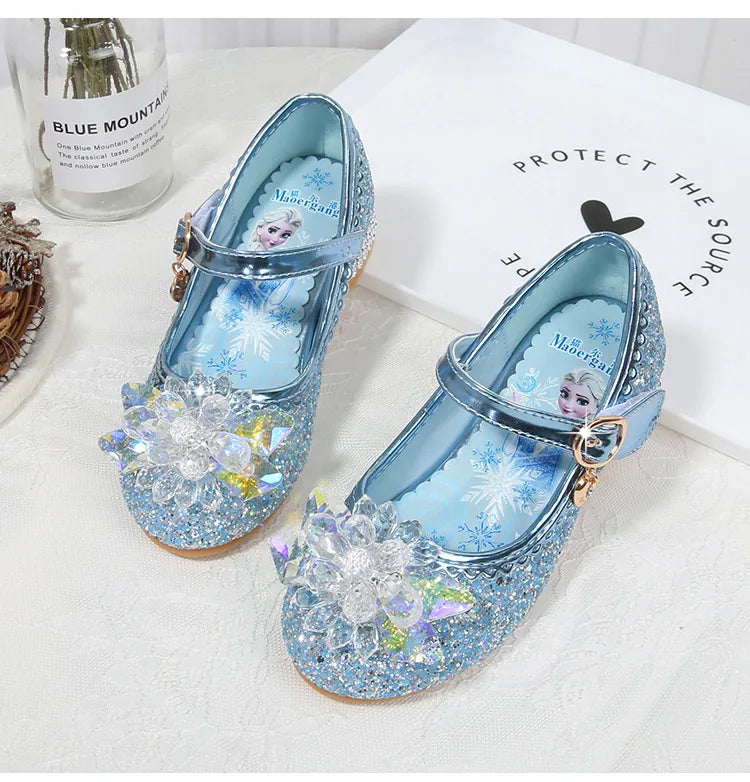 Fashion Elsa Princess Girl Shoes Frozen Cartoon Dress Shoes For Girls Fashion Party Shoes With High Heels Christmas Gifts