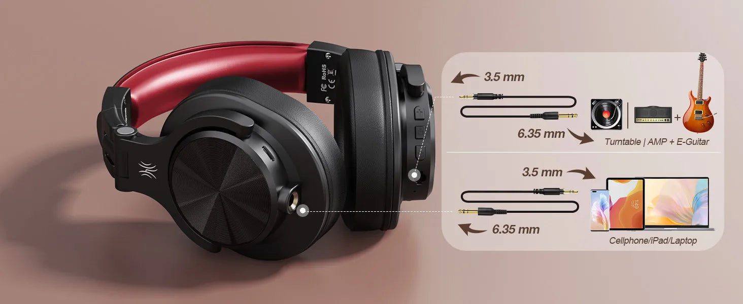 Oneodio Fusion A70 Wireless Bluetooth Headphones Bluetooth 5.2 Headphones Hi-Res Audio Over Ear 72H Playtime Professional Stud