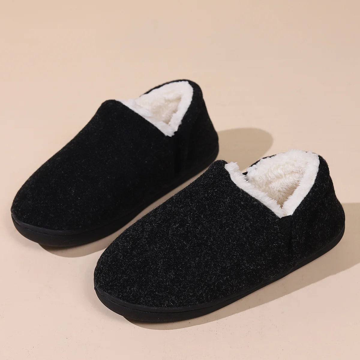 Men's Winter Cotton Slippers Indoor and Outdoor Warm Fuzzy Casual House Shoes With Memory Foam and Anti-Skid Plush Male Shoes