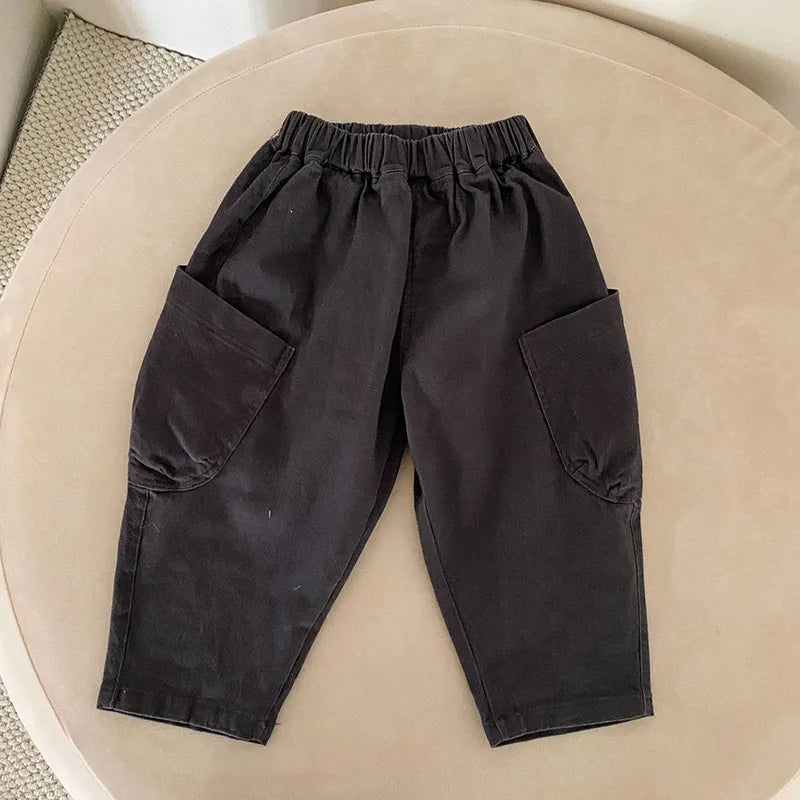 Spring Baby Children's Pants Loose Solid Colour Boys Pants Casual Girls Trousers Kid's Outdoor Pants 1-8Y Unisex